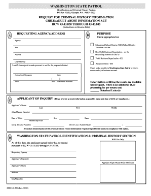 Washington State Criminal History Request Form