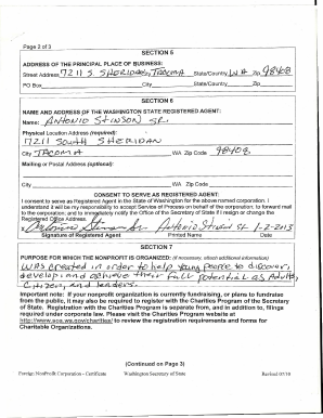 Washington Nonprofit Corporation Certificate