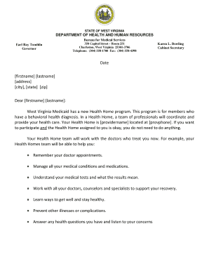 West Virginia Health Home Enrollment Form