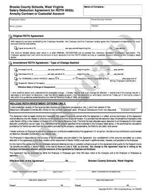 Salary Deduction Agreement for ROTH 403(b)