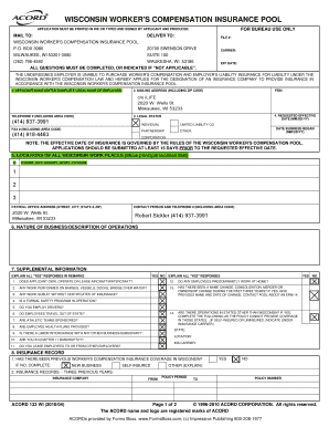 Wisconsin Worker's Compensation Insurance Application