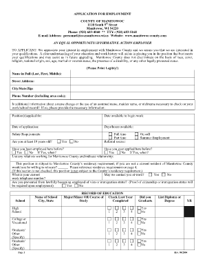 Manitowoc County Employment Application
