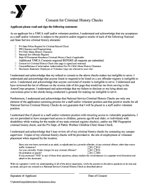 YMCA Criminal History Check Consent Form