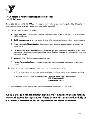 YMCA Before & After School Registration Packet