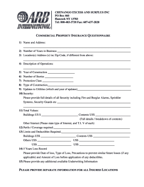 Commercial Property Insurance Questionnaire