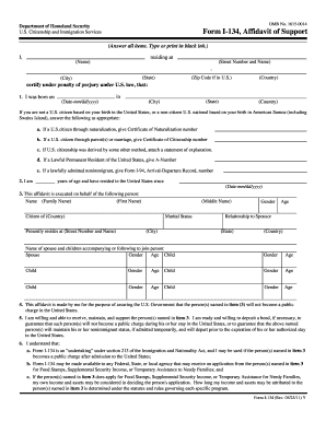 USCIS Form I-134 Affidavit of Support