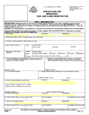 US Immigrant Visa Application Form DS-230