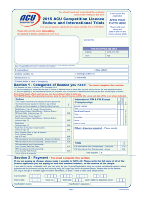 ACU Competition Licence Application