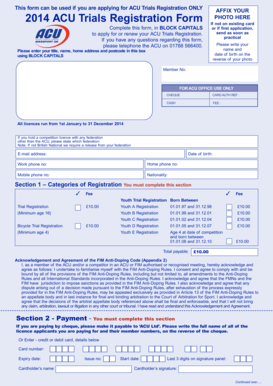 ACU Trials Registration Form