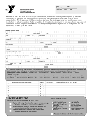 YMCA Membership Application Form