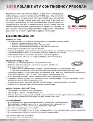 2005 Polaris ATV Contingency Program Enrollment Form