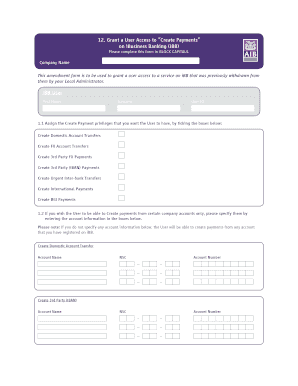iBusiness Banking User Access Amendment Form