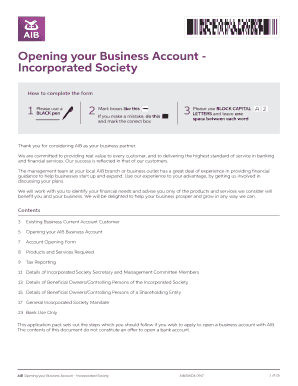 AIB Business Account Opening Form