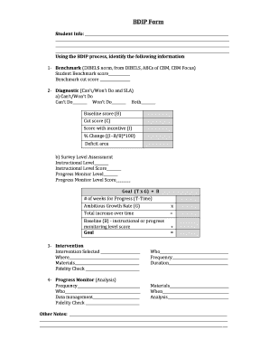 BDIP Student Assessment Form
