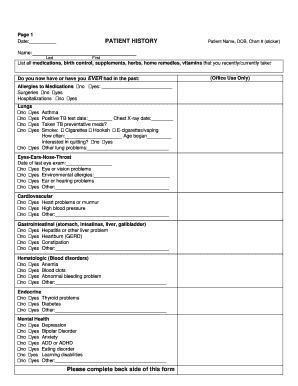 Patient History Form