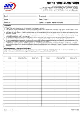 ACU Signing-On Form