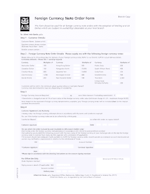 Foreign Currency Note Order Form