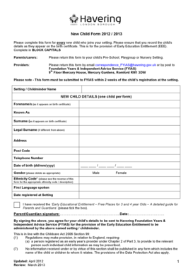 New Child Registration Form