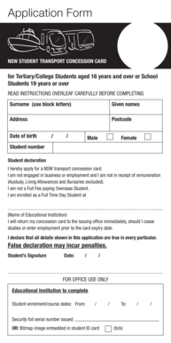NSW Student Transport Concession Card Application