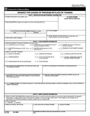 VA Form 22-1995 Request for Change of Program or Place of Training