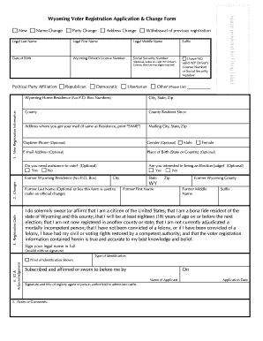Wyoming Voter Registration Application