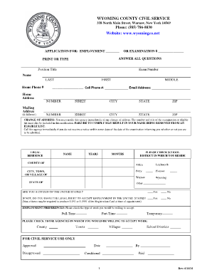 Wyoming County Civil Service Employment Application