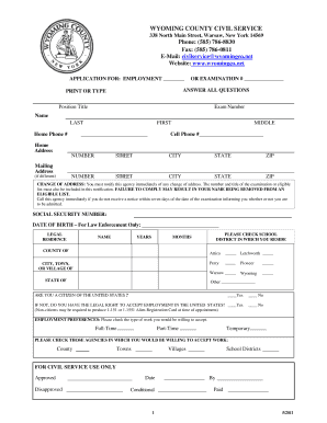 Wyoming County Civil Service Employment Application