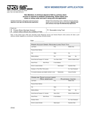 Atlanta Postal Credit Union Membership Application