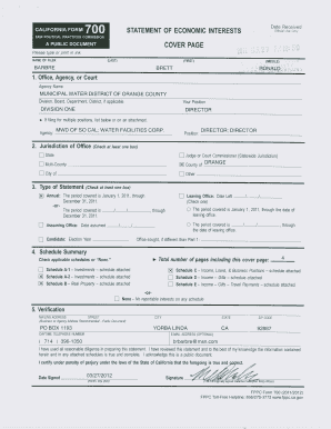 California Form 700 Statement of Economic Interests