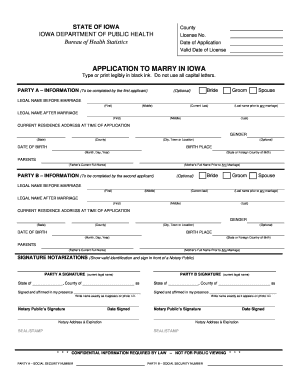 Iowa Marriage License Application