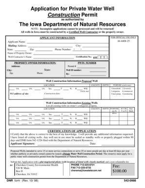 Iowa Private Water Well Construction Permit