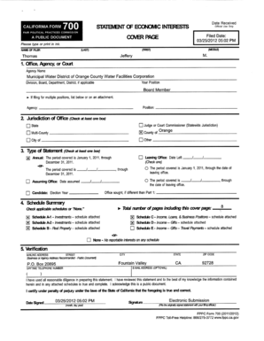 California Form 700 Statement of Economic Interests