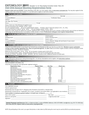 ESA 59th Annual Meeting Registration Form