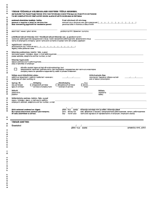 Estonian Employer Form for Foreign Worker