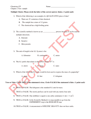 Letter of correction - Chemistry CP Chapter 2 Test sample Name: Multiple Choice: Please circle the letter of the correct answer choice - classic berksiu