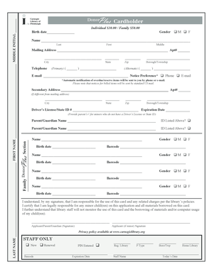 Library Card Application Form