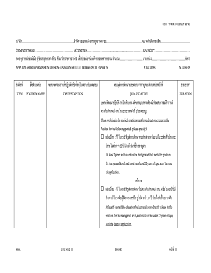 Thailand Alien Skilled Worker Permit Application