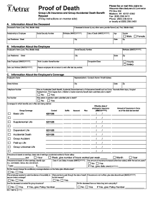Wisconsin Group Life Insurance Claim Form