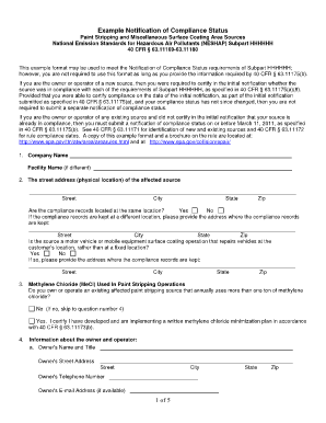 Notification of Compliance Status for Paint Stripping