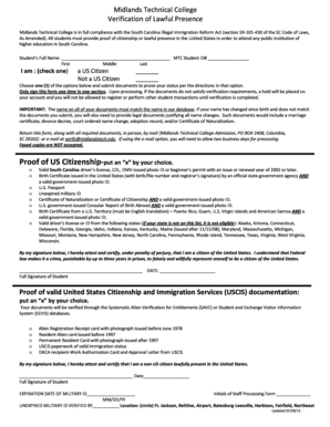 Midlands Technical College Verification of Lawful Presence