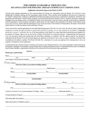 2015 PSC Application Packet - American Board of Urology