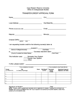 Transfer Credit Approval Form