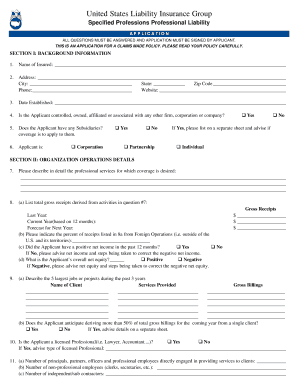 Professional Liability Insurance Application