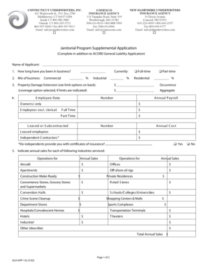 Janitorial Program Supplemental Application