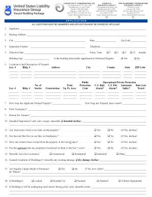Vacant Building Insurance Application