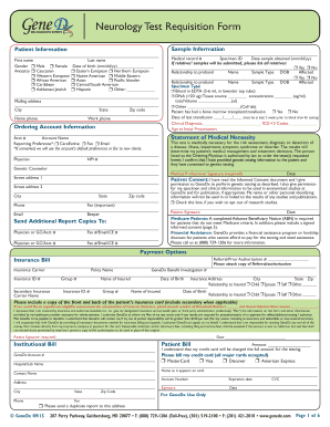 Neurology Test Requisition Form