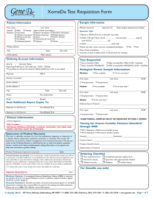 XomeDx Test Requisition Form