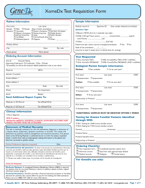 XomeDx Test Requisition Form