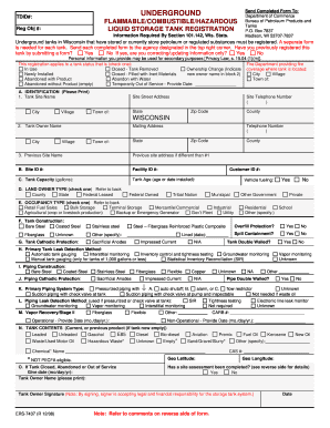 Wisconsin Underground Storage Tank Registration Form