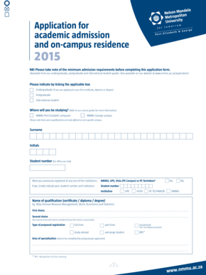 Nelson Mandela Metropolitan University Application Form